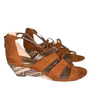 Bandolino Brown Suede Fall Wedge Sandals SZ 9.5